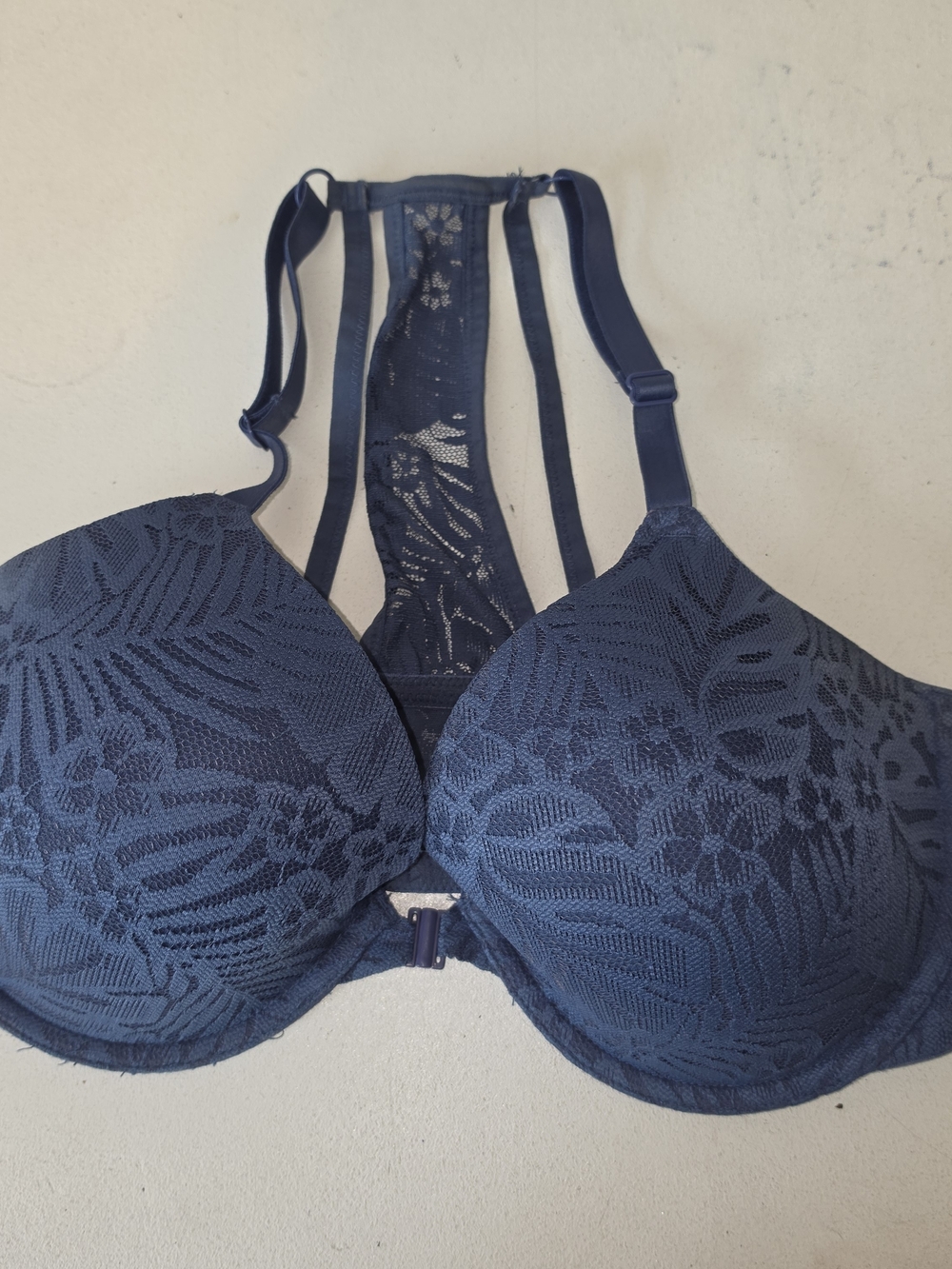 Victoria's Secret Navy Floral Lace Racerback Bra